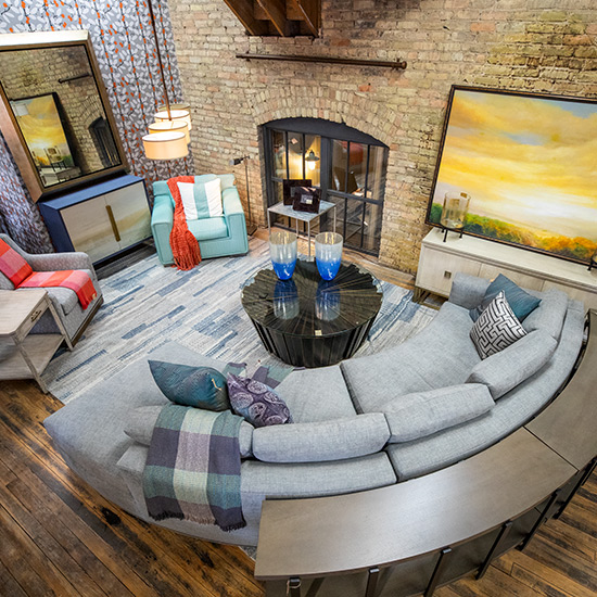 Sleek, streamlined and sophisticated modern vanguard living room.